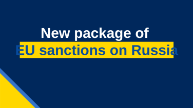 Text reads: New package of EU sanctions on Russia