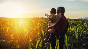World Food Safety day, iStock image, Father and son looking at field at sunset