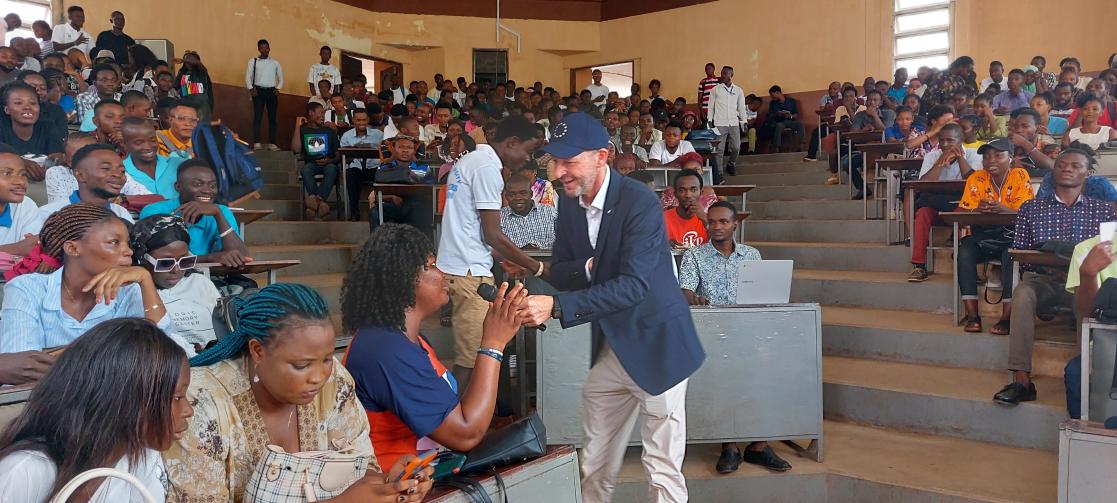 EU Head of Cooperation interacting with students at Njala University