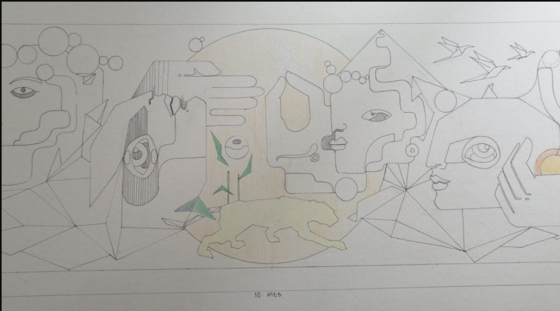 Diseño ganador del segundo lugar del concurso del mural conmemorativo