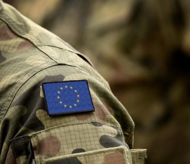 EU flag on miltary uniform