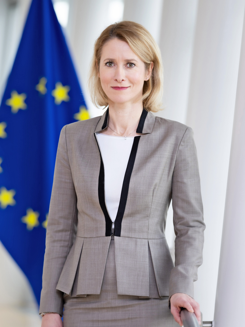 HR/VP Kaja Kallas foreground, EU flag in background. 