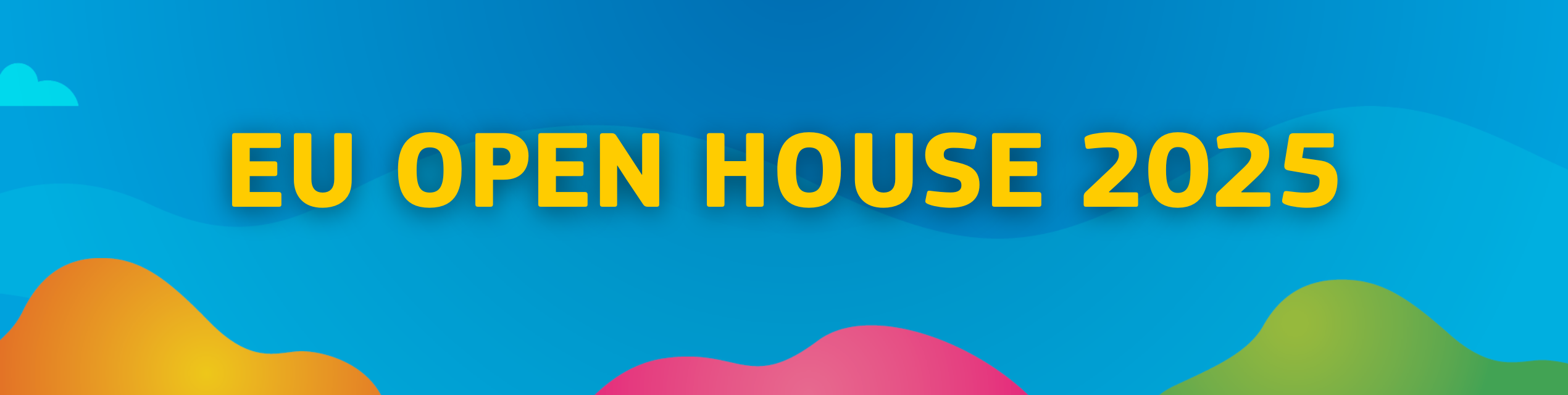 Blue background with the words "EU Open House 2025"