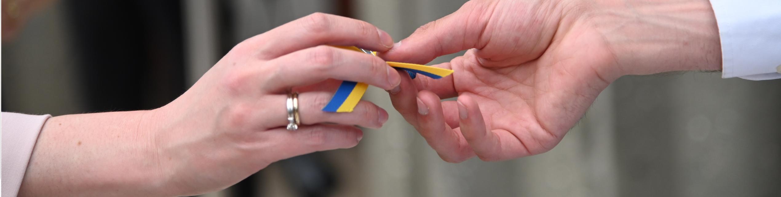 Pin showcasing EU support to Ukraine