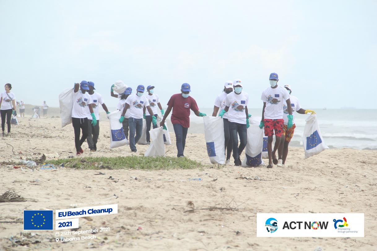 #EUBeachCleanup at Laboma Beach, Accra