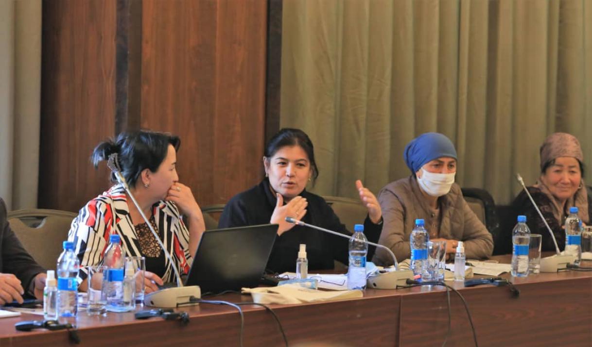 Women attending an event to celebrate International Rural Women Day in Tajikistan