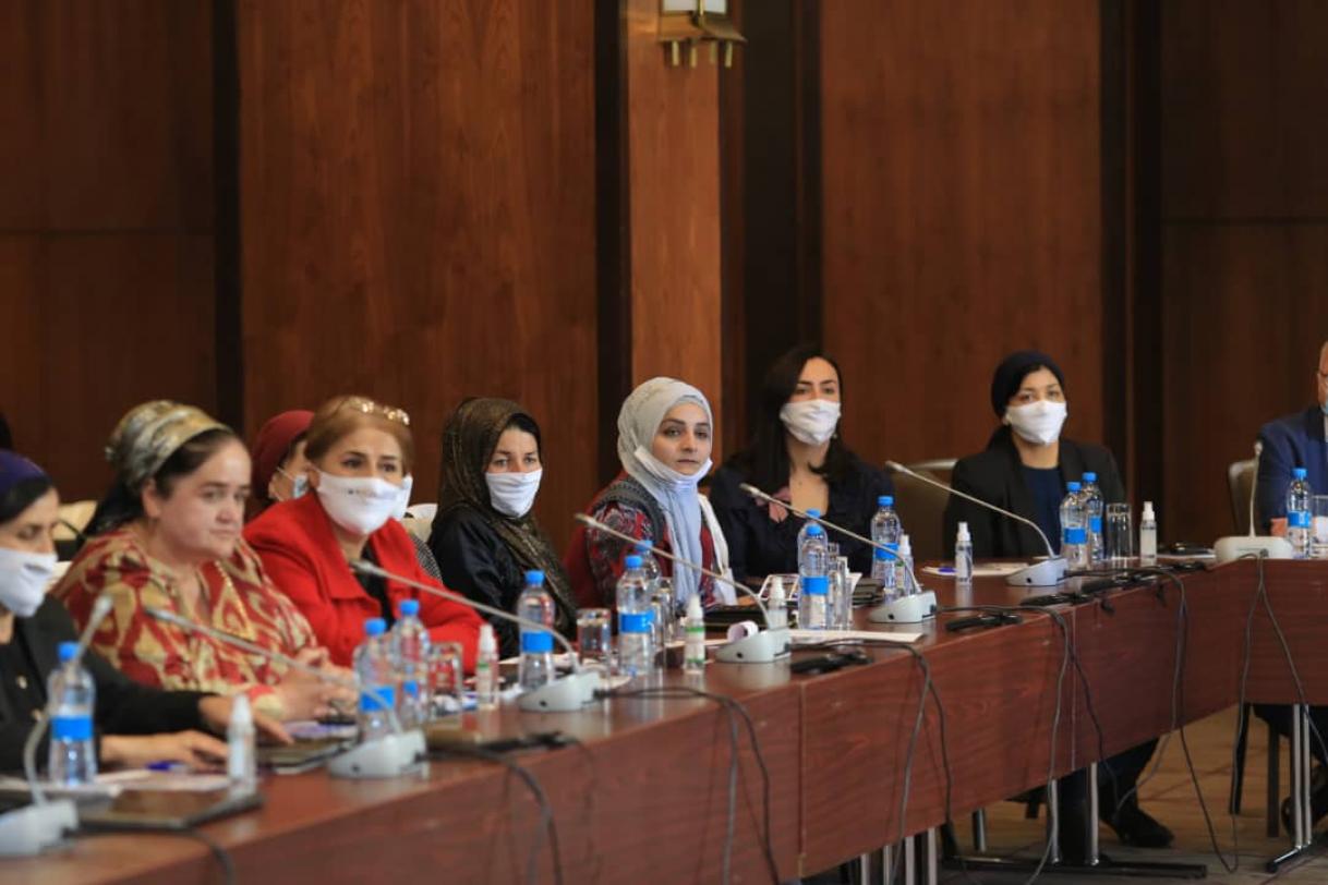 Women attending an event to celebrate International Rural Women Day in Tajikistan