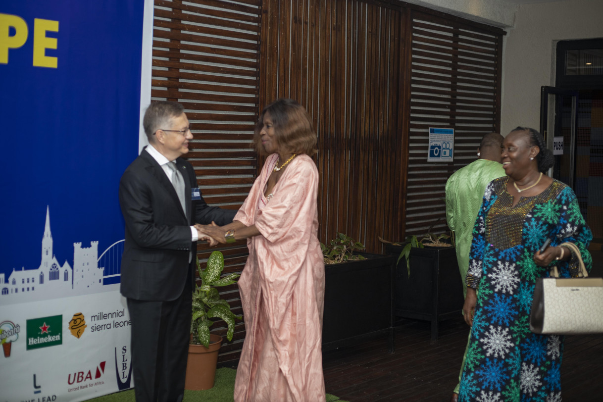 European Union officials receiving guests at the event 