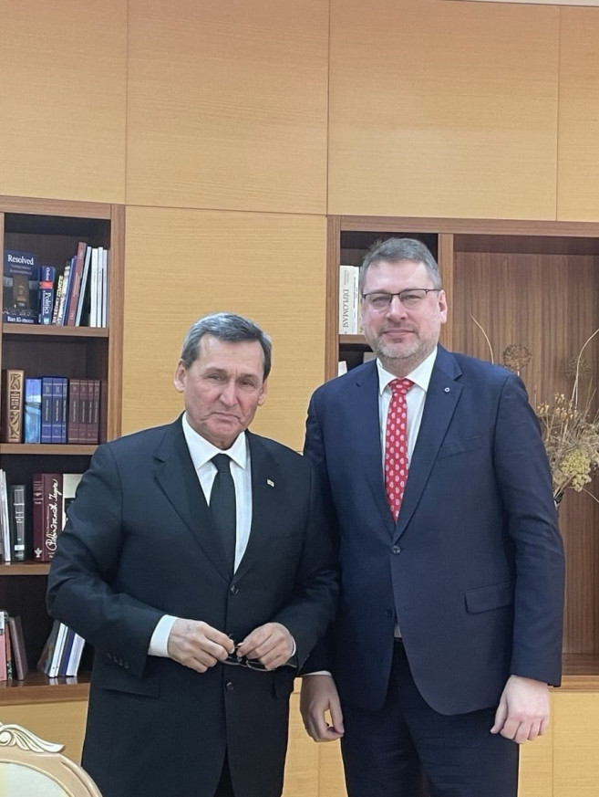 EUSR Eduards Stiprais and H.E. Mr Rashid Meredov,  Deputy Chairman of the Cabinet of Ministers & For