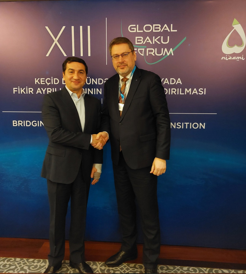 EUSR Eduards Stiprais met with H.E. Mr Hikmet Hajiyev, Assistant of the President / Head of Foreign 