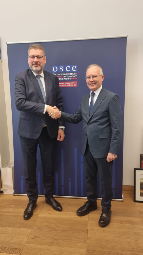 EUSR Eduards Stiprais and Mr Jan Braathu, Representative on Freedom of the Media at OSCE.