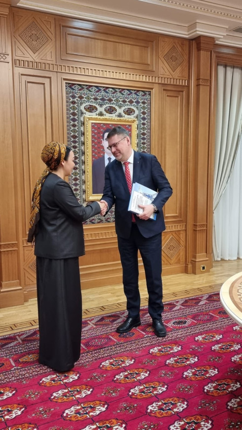 EUSR Eduards Stiprais and H.E. Mr Rashid Meredov,  Deputy Chairman of the Cabinet of Ministers & For