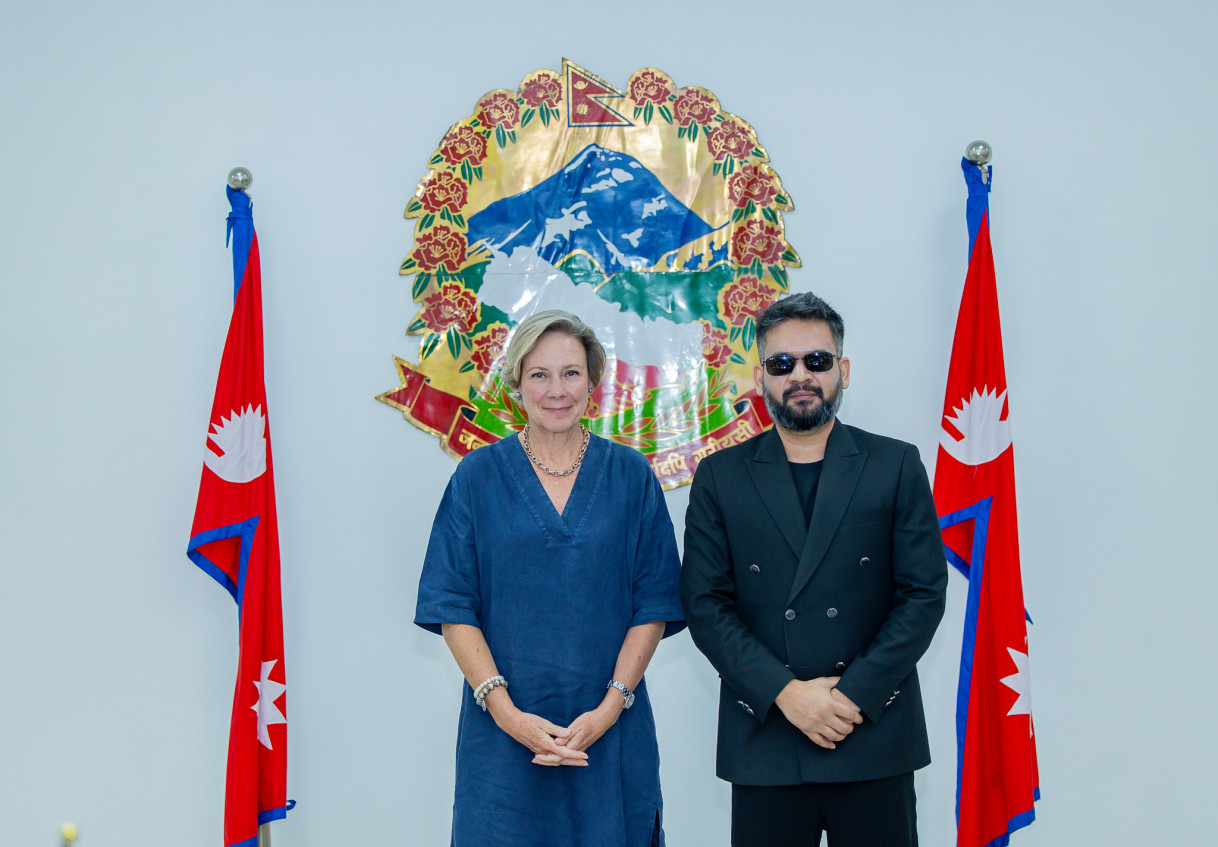 EU Ambassador Veronique Lorenzo with the PM of Nepal.