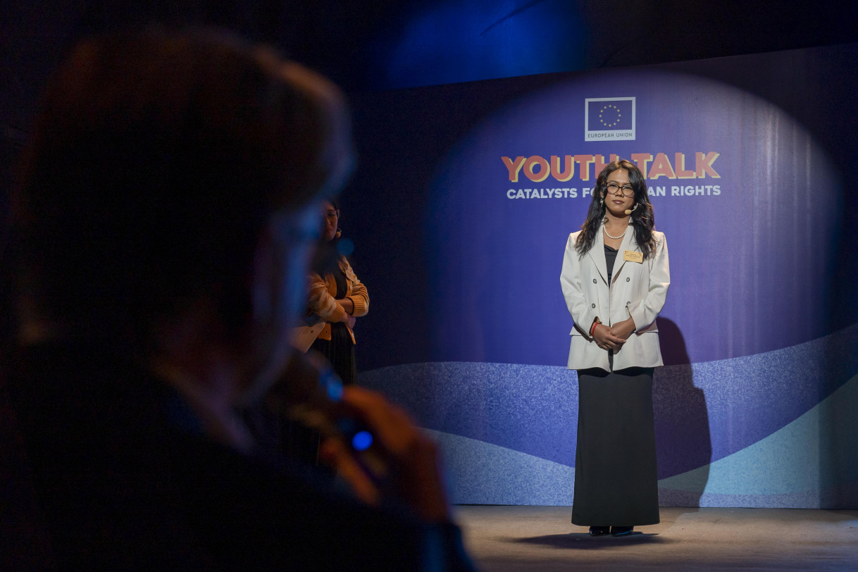 Soniya Sanam Tamang on the stage.