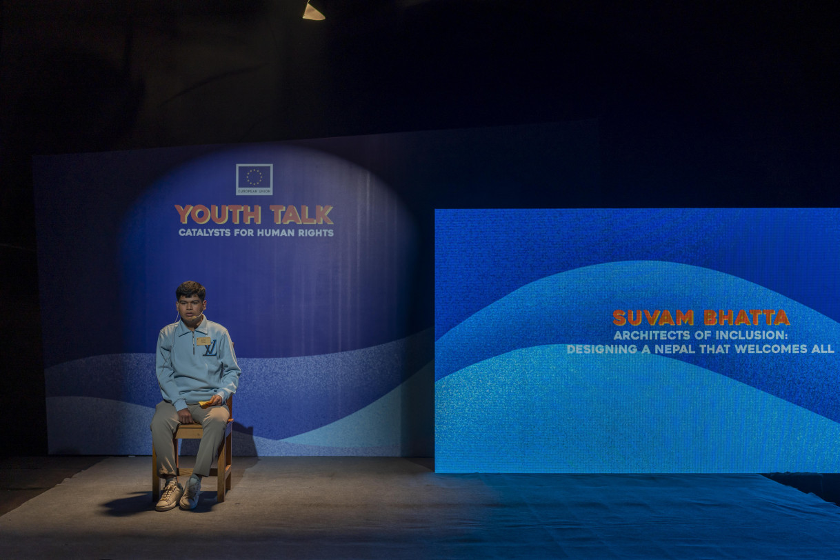 Suvam Bhatta on the stage.