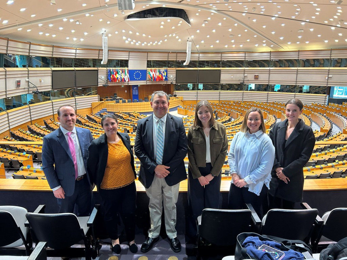 Visiting the European Parliament's hemicycle, Brussels