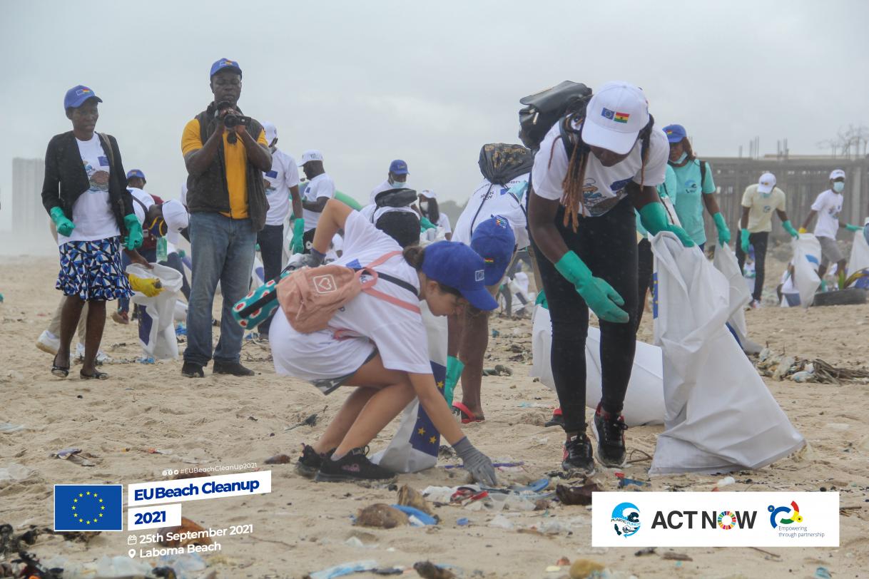 #EUBeachCleanup at Laboma Beach, Accra
