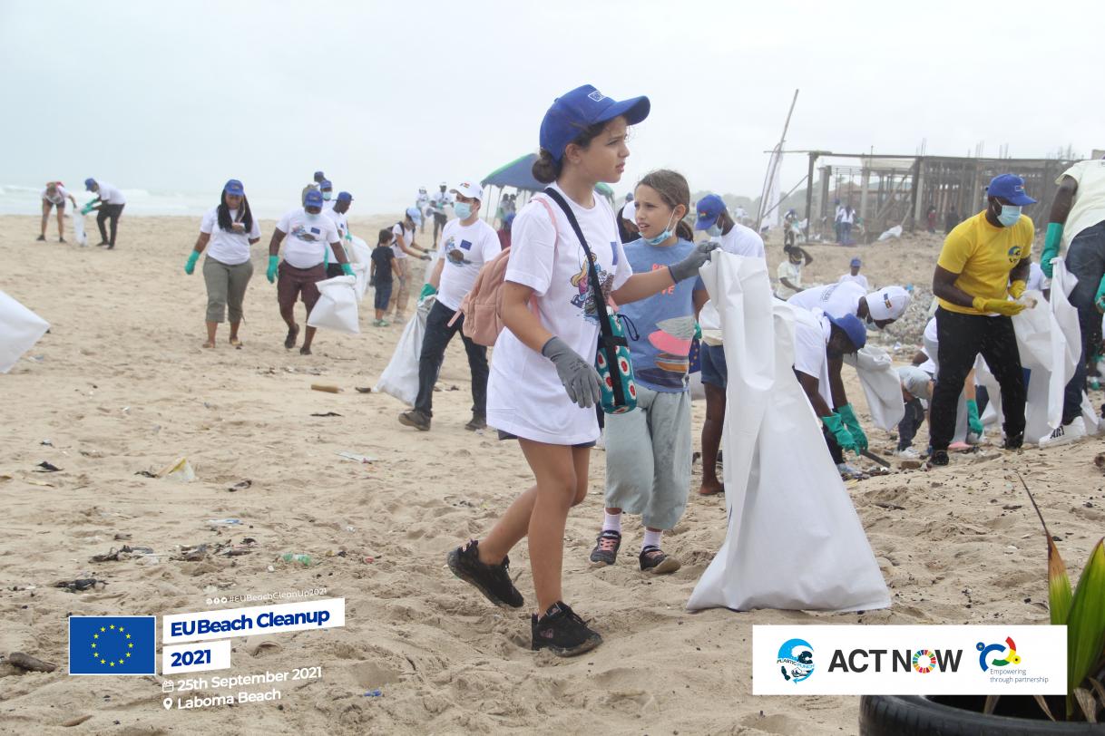 #EUBeachCleanup at Laboma Beach, Accra