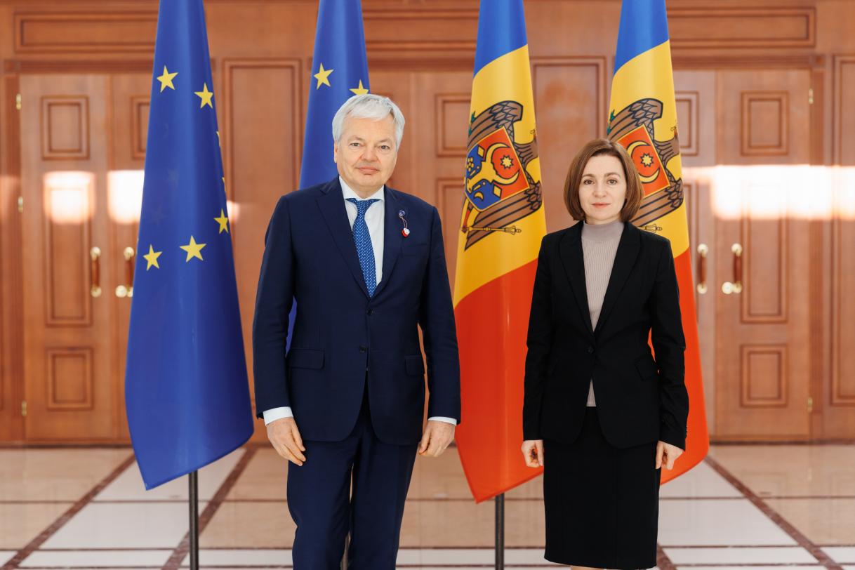 Didier Reynders, EU Commissioner for Justice and Maia Sandu, President of the Republic of Moldova 