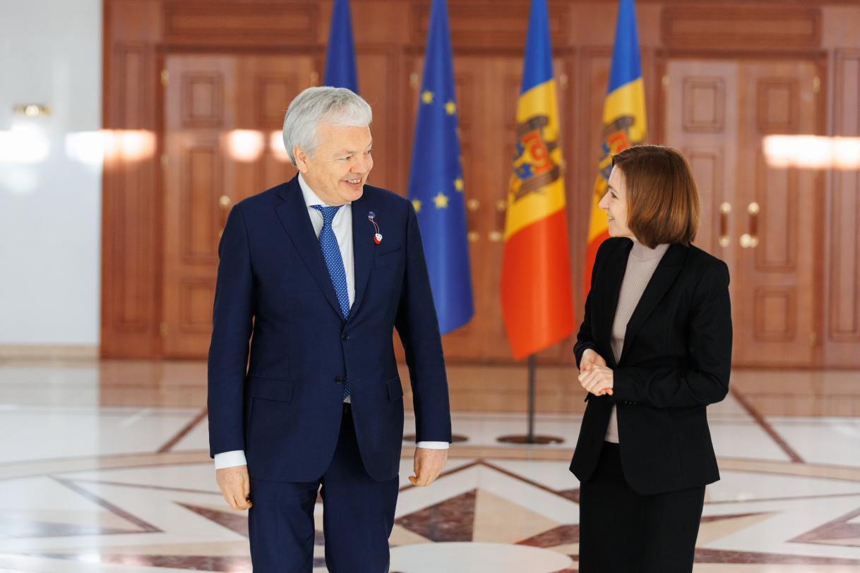 Didier Reynders, EU Commissioner for Justice and Maia Sandu, President of the Republic of Moldova 
