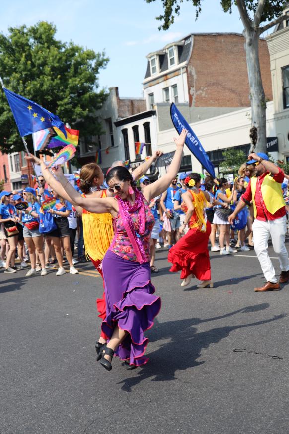 Flamenco dancers dance in the Capital Pride Parade.