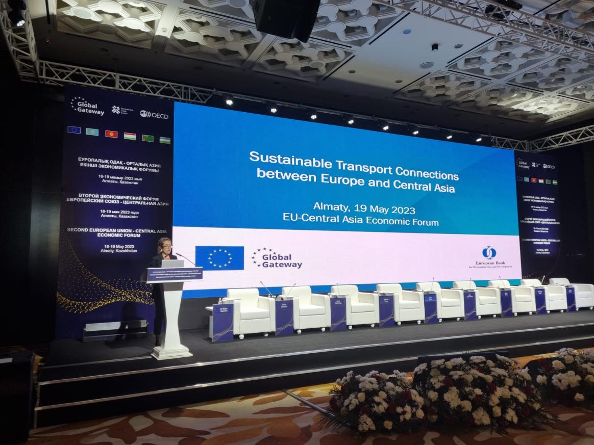 For the last session, the key findings of the EBRD study “Sustainable Transport Corridors between Europe and Central Asia” were presented by Idil Bilgic-Alpaslan, Associate Director of Governance, EBRD