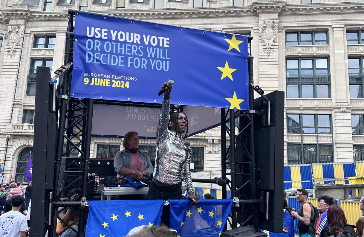 EP elections banners at Pride parade