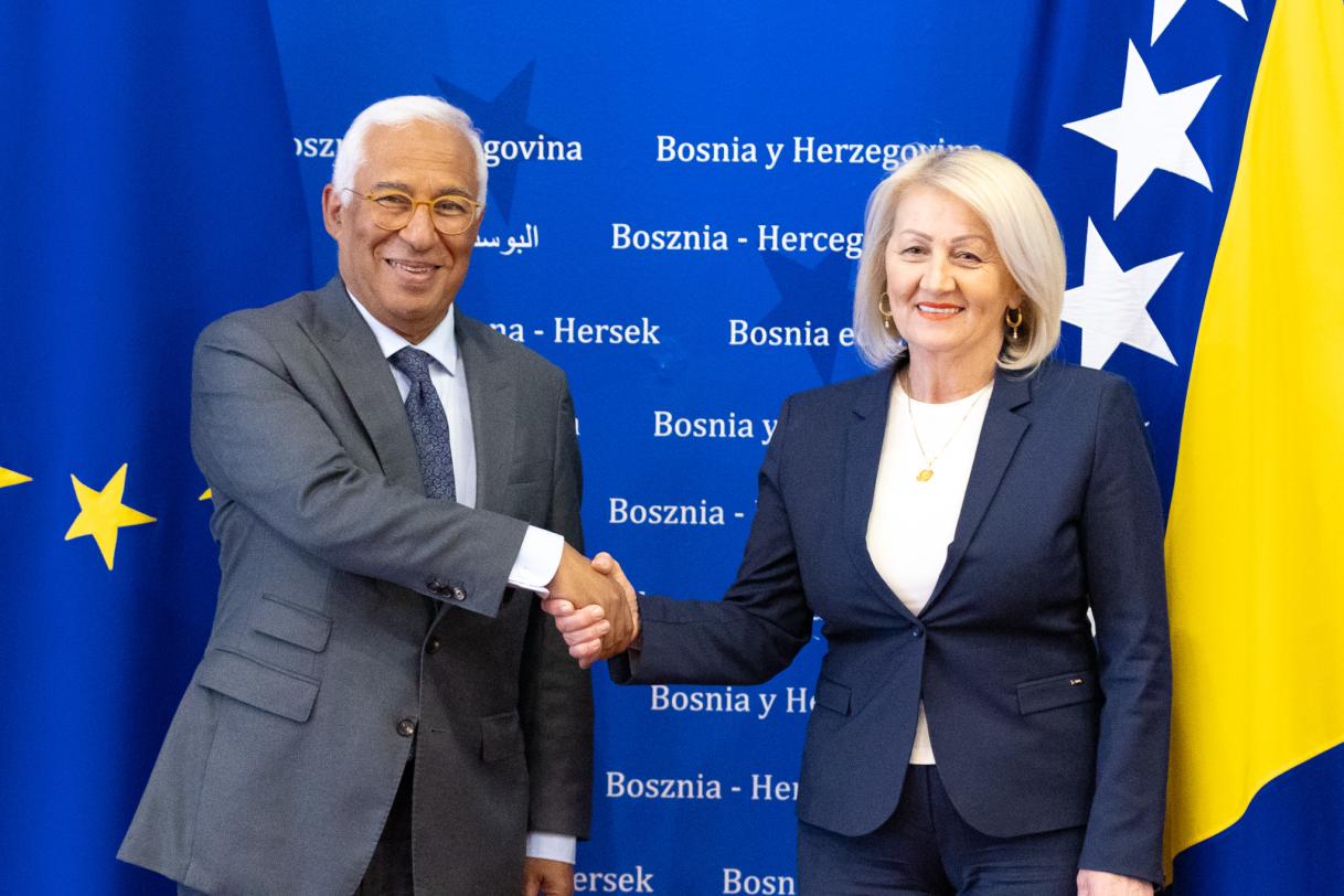 President António Costa with the Chairwoman of the BiH Council of Ministers, Borjana Kristo