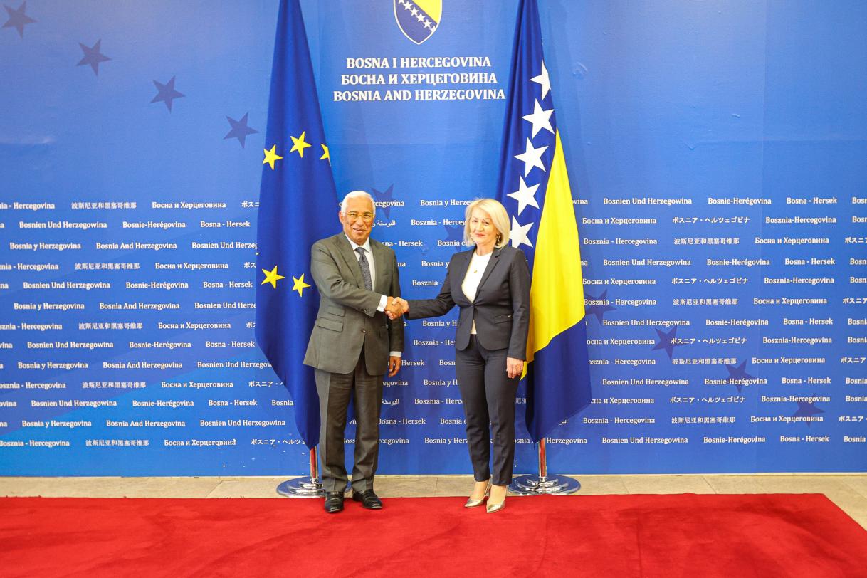 President António Costa with the Chairwoman of the BiH Council of Ministers, Borjana Kristo.