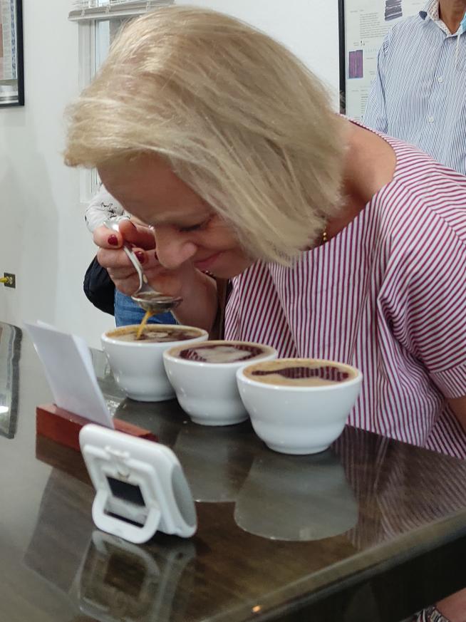 tasting coffee 