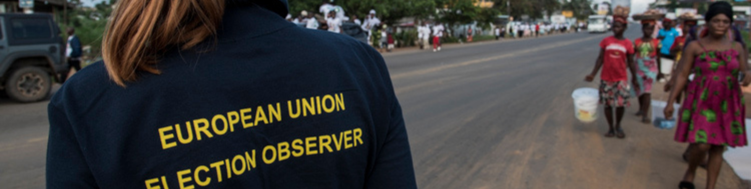 EU Election Observation Mission Banner picture of an observer and local population