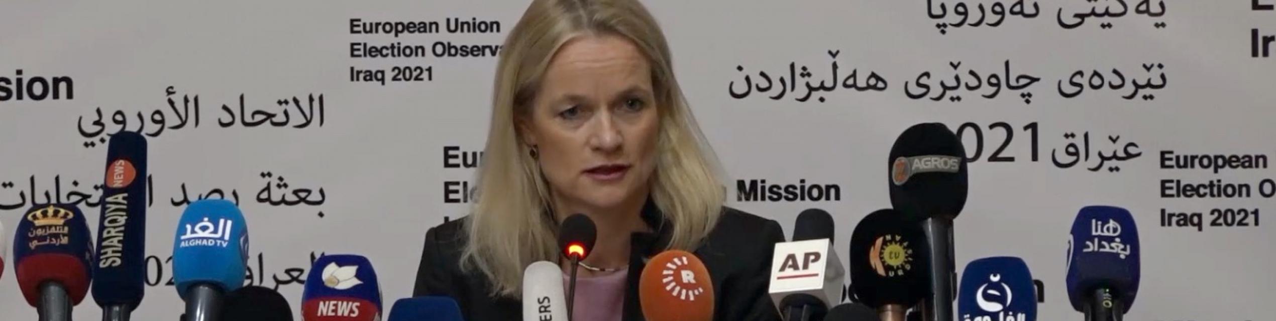 Viola von Cramon EOM Iraq chief observer giving an interview