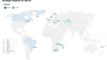 Map showing the strategic projects