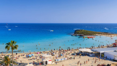 Beach with people in Cyprus