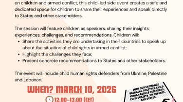 Invitation to HRC61 side event on children's rights in war