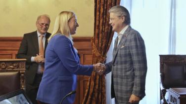 Jutta Urpilainen, Comisaria de Asociaciones Internacionales de la Unión Europea; y, Guillermo Lasso, Presidente Constitucional de la República del Ecuador