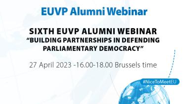Invitation to the Sixth EUVP webinar with logos and short explanatory text