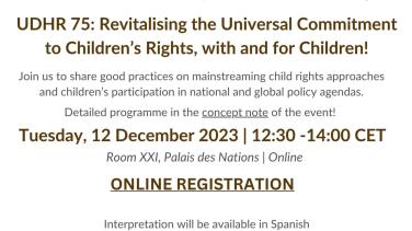 Flyer of the UDHR75 Event on children's right