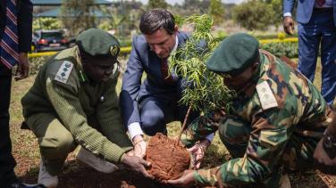 Commissioner Hoekstra plants a tree at ICPAC Centre Ngong