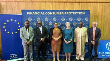 Family photo of Heads of EU Delegation, World Bank, Central Bank Lesotho and Miniser of Finance