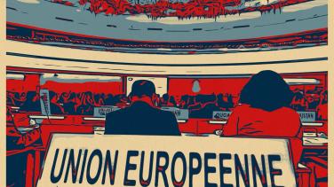 View of the Human Rights Council room with the name plate "Union Europeene"
