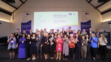Group picture with ambassadors and speakers on International Women's Day
