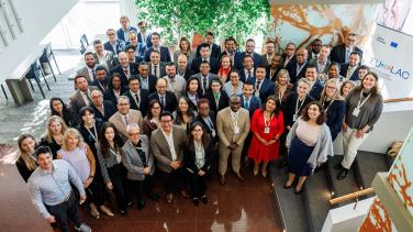 A group photo with 50 people taken at the digital alliance meeting. 
