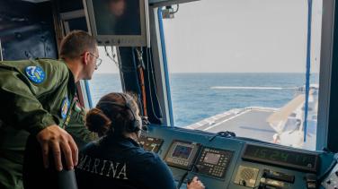 On the bridge with ship controllers from Eunavfor