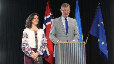 Ambassador de La Grandville giving a speech