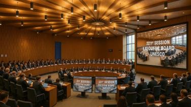 UNESCO meeting in Paris gathers in a conference room.