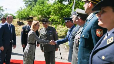 HRVP Meets uniformed officers on parade.
