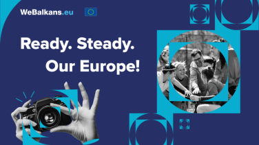 visual for photo contest with text Ready. Steady. Our Europe.