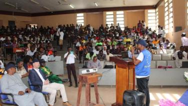 Students in a university of Sierra Leone take part in Open Day session on Erasmus+ Scholarships