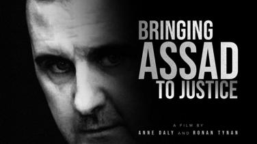Movie poster advertising "Bringing Assad to Justice"